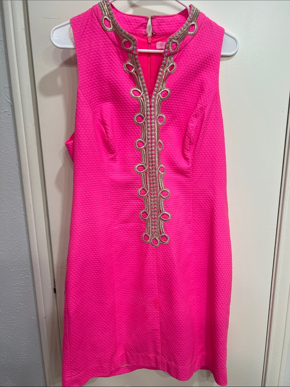 Lilly Pulitzer Hot Pink Sleeveless Embellished Shift Dress